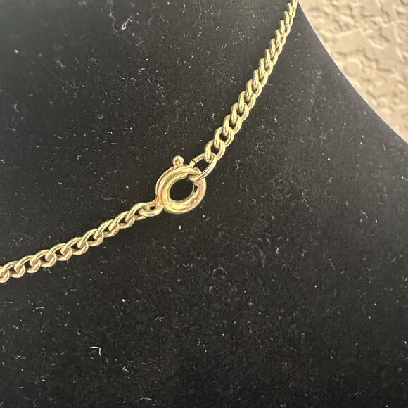 Vtg Goldtone Flower Spray Necklace choker Green Glass Rhinestone Hollywood Regen - Picture 4 of 6